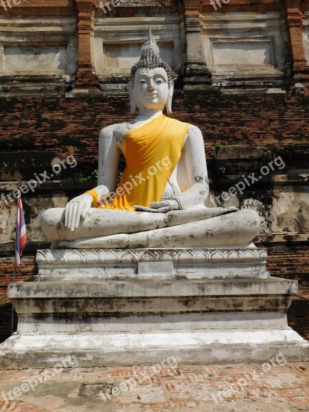 Buddha Ayutthaya Steinbuddha Buddhism Asia