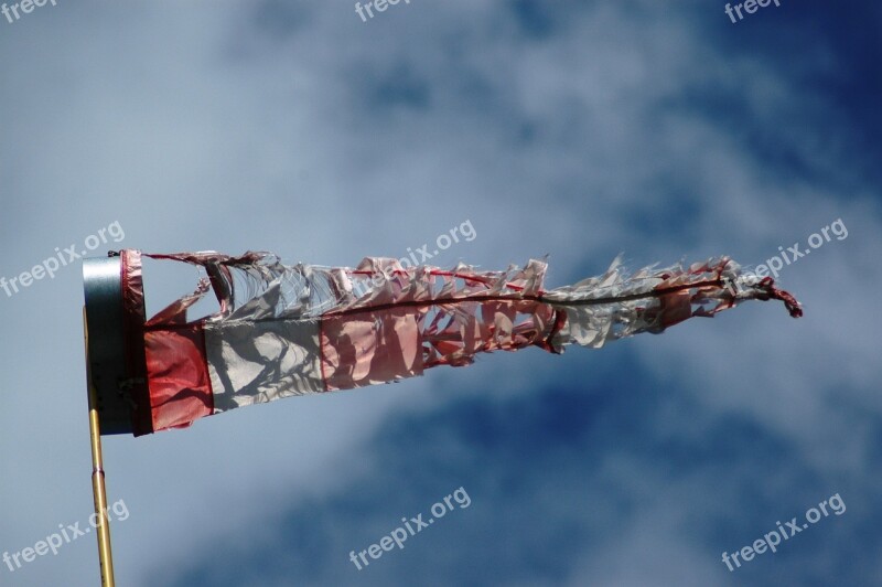 Windsock Wind Ripped Mast Sky