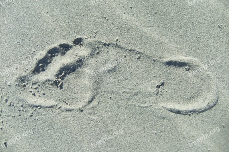 Foot Step Beach Print Sand Free Photos