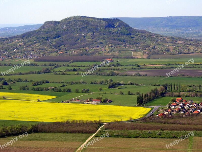 Remnant Hill Balaton Uplands Scape Panorama Rape