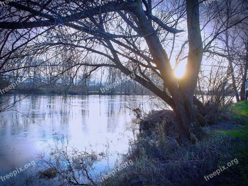 River Fall Landscape Nature Water