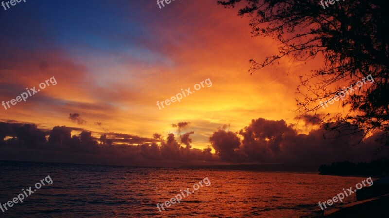 Sunrise Hawaii Landscape Beach Sunset