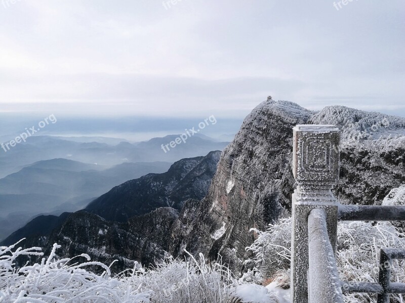 Snow Mountain Emeishan Snow Free Photos