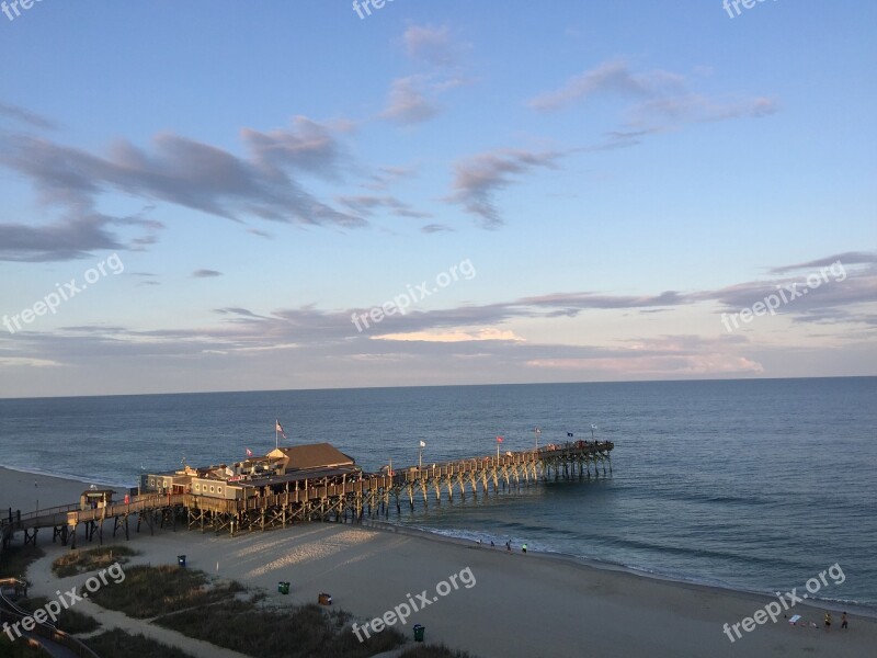 Pier 14 Beach Ocean Carolina Water