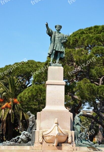 Italy Rapallo Statue Cristoforo Colombo Vacations