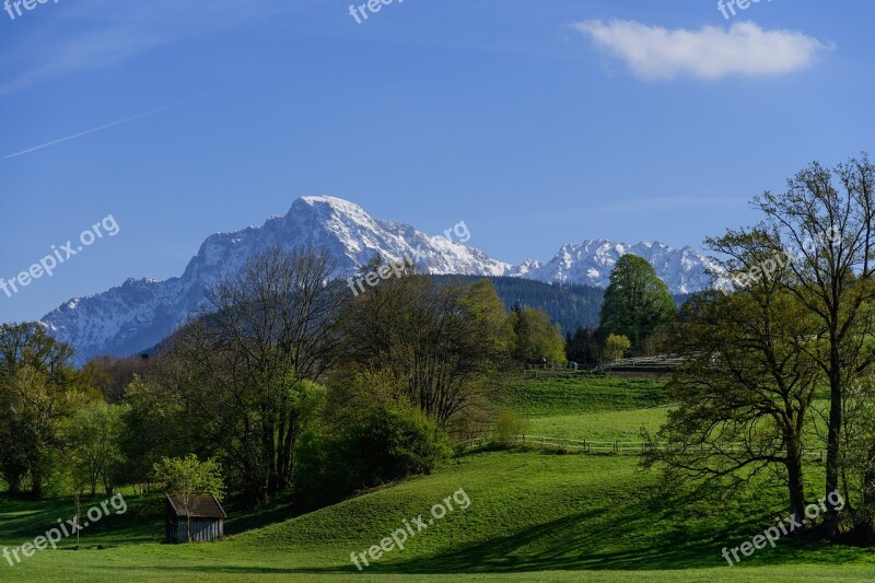 Spring Mountains Snow Landscape Meadow