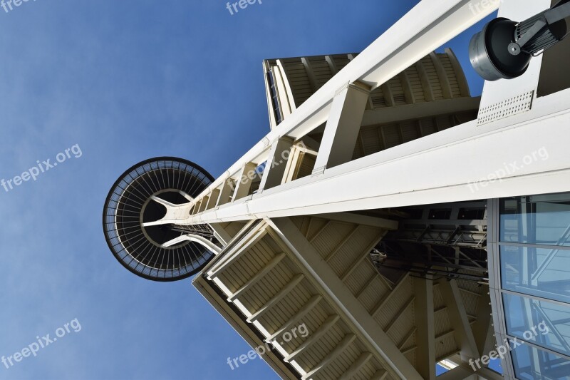 Space Needle Seattle Blue Sky Architecture Washington