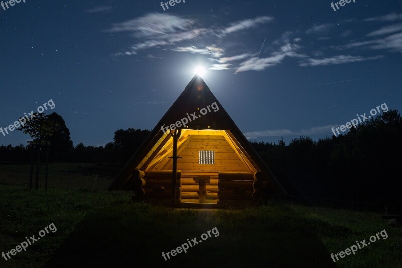 Night Moon Hut Rest House Star