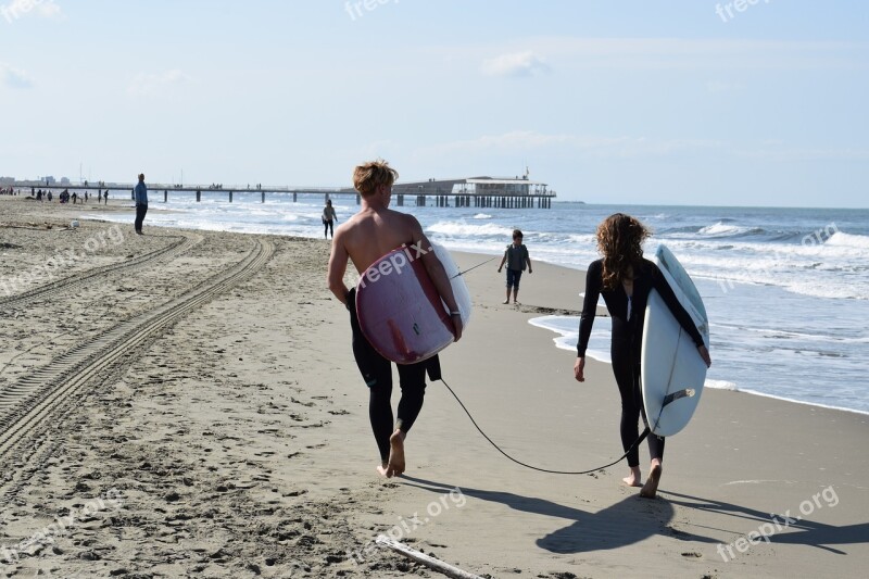 Sea Surfing Surfers Watersports Sun