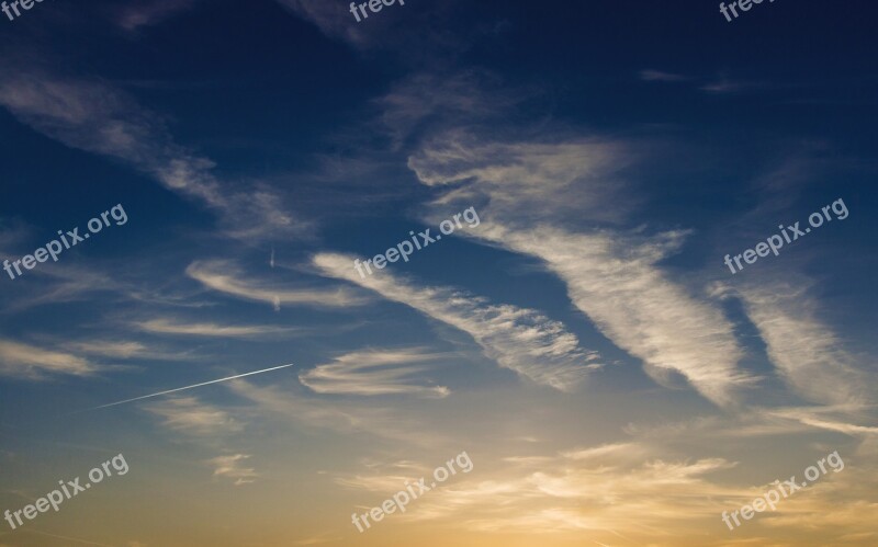 Sunset Orange Dark Blue The Golden Hour Clouds