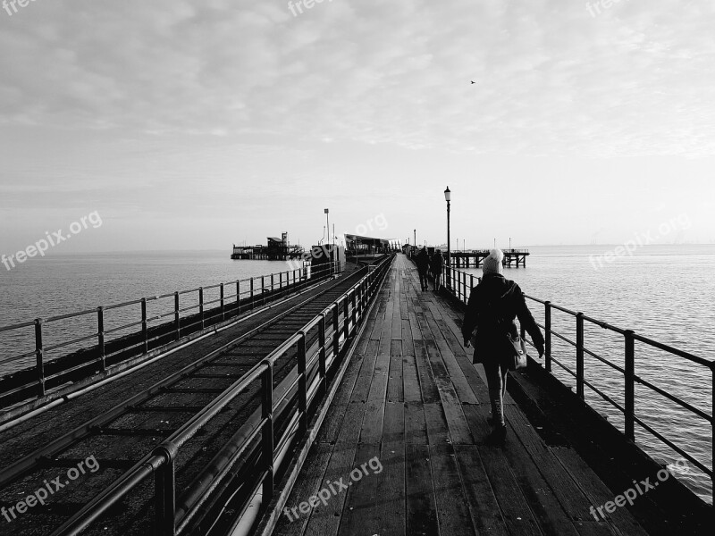 Black White Pier Sea Southend Free Photos