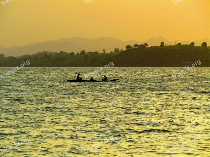 River Sunset Riverside Sunset Narmada River Madhya Pradesh