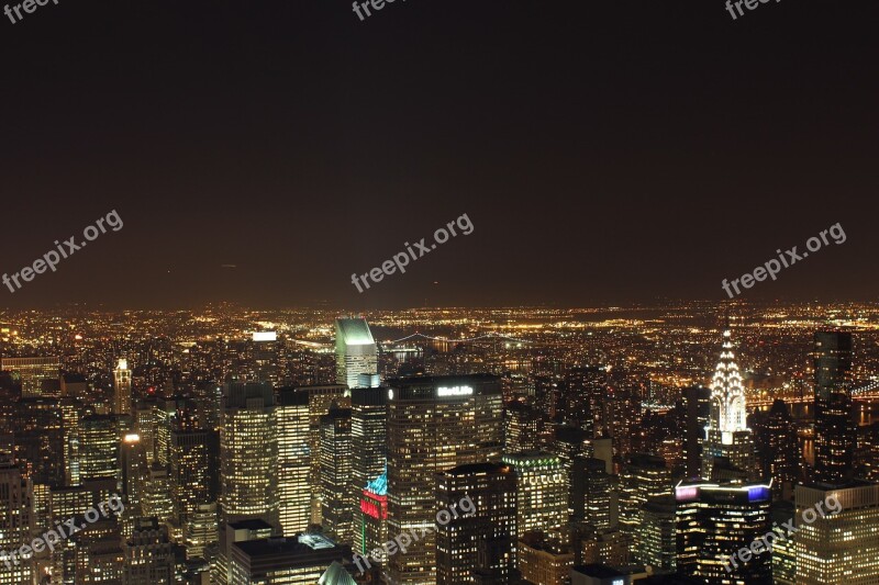 New York Skyline Night Long Exposure New York City Skyline