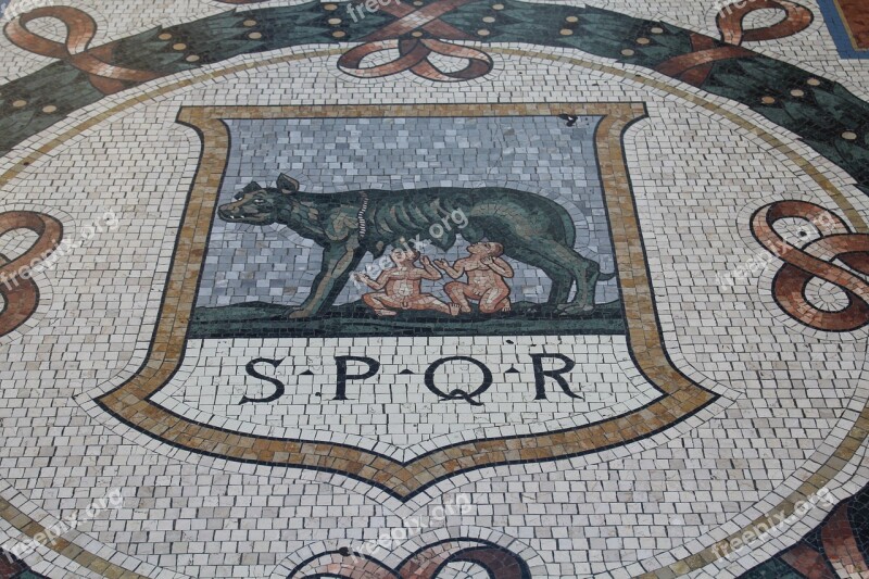 Mosaic Milan Rome The She-wolf Romulus