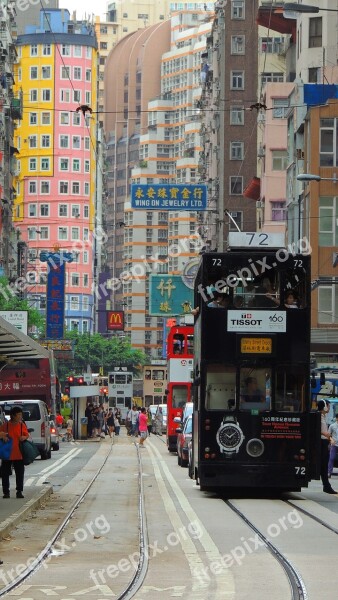 Hongkong Tram Tramline Tourism Tourist