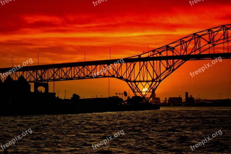 Sunset Bridge Gulf Water Landscape