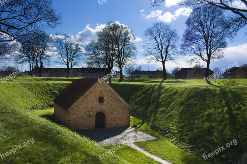 House Brick Sky Trees Grass