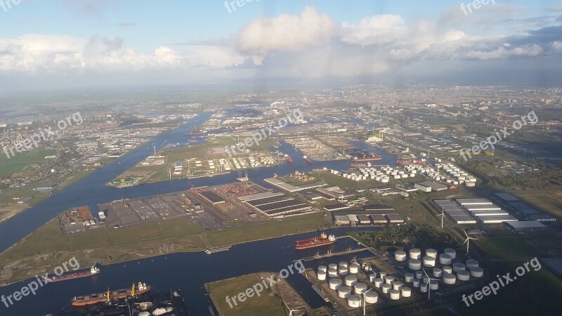 Aerial Bird's Eye View Holland Dykes River