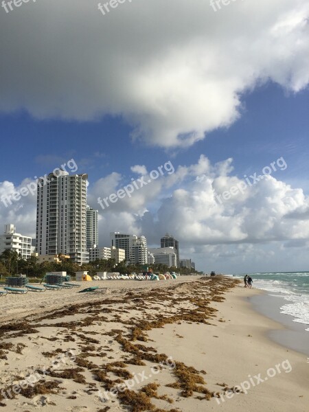 Miami Beach Beach Florida Ocean Sky