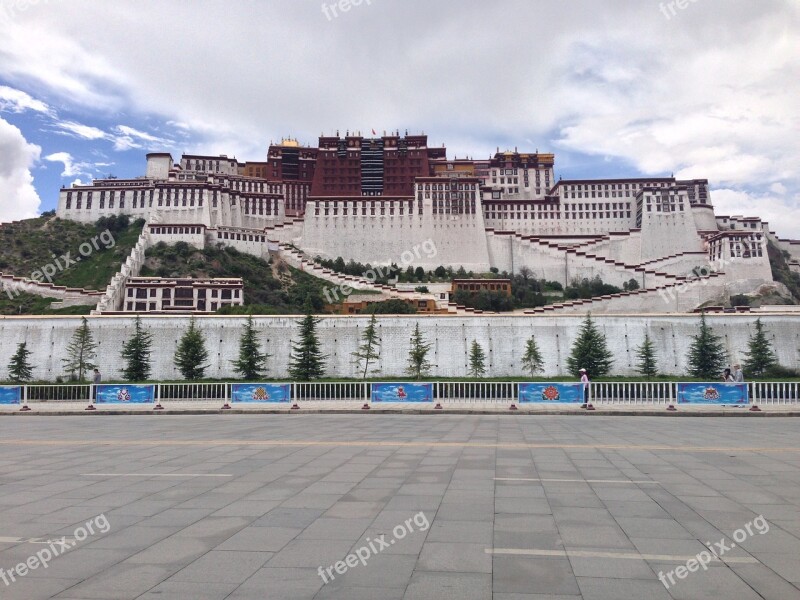 Tibet The Potala Palace Square Positive Free Photos