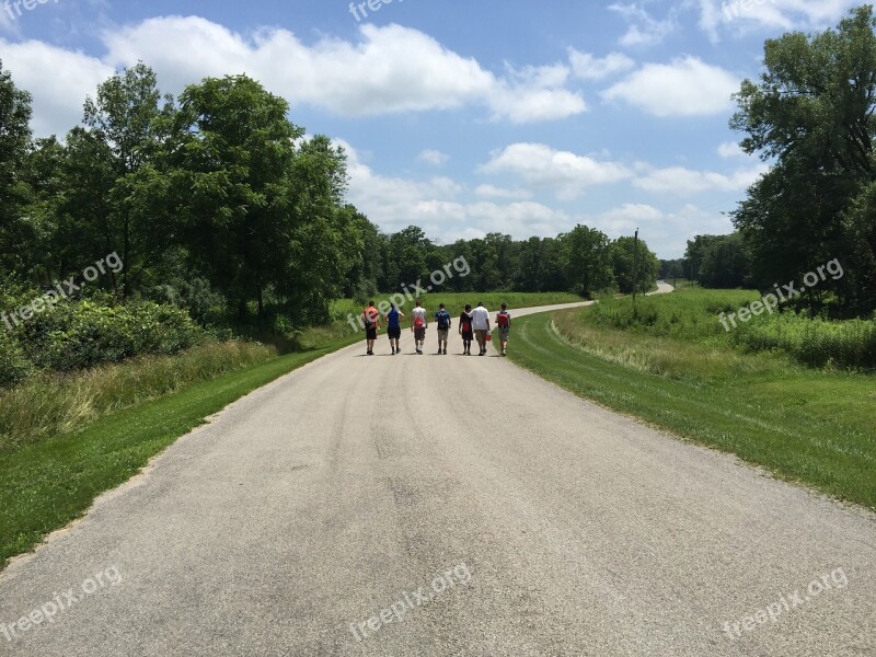 Countryside Friends Hiking Young Youth