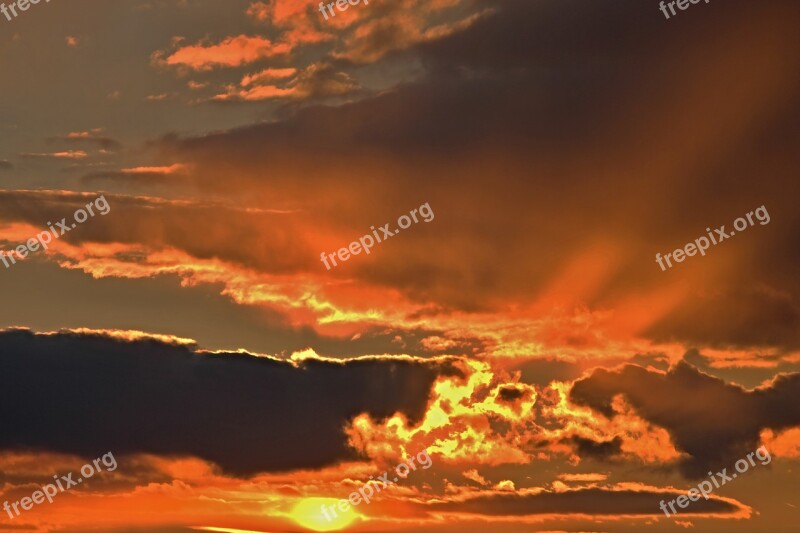 Sunset Evening Clouds Sky Nature Clouds