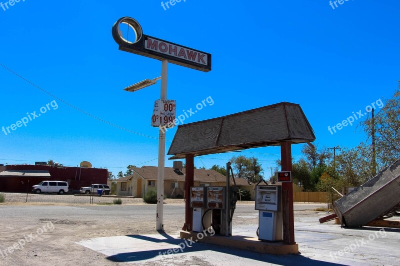 Gas Station Gas Old Route 66 Car