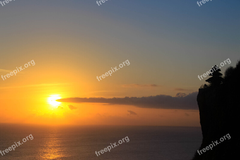 Bali Sunset Temple Indonesia Beach