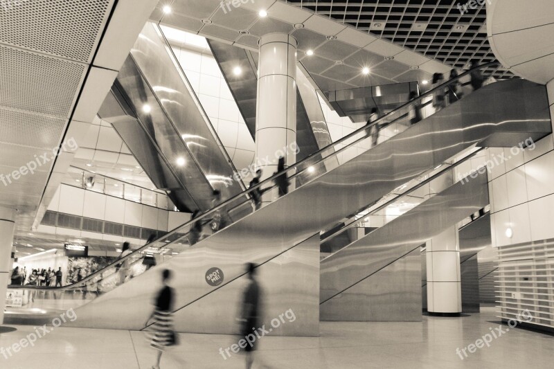 Escalator Subway Singapore Fast Life