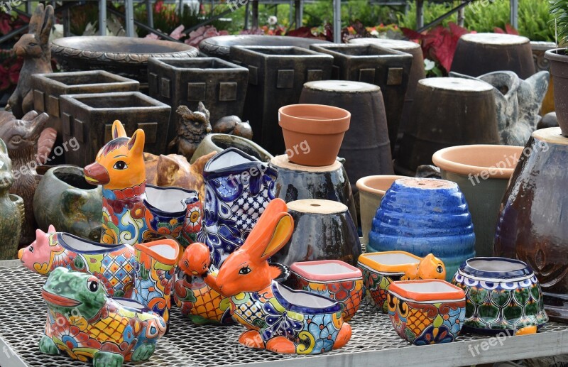 Colorful Ceramic Pots Animals Painted Ceramic Clay