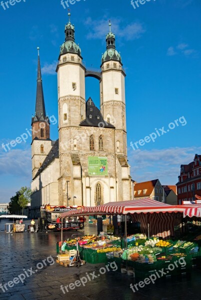 Hall Saale Saxony-anhalt Germany Marketplace