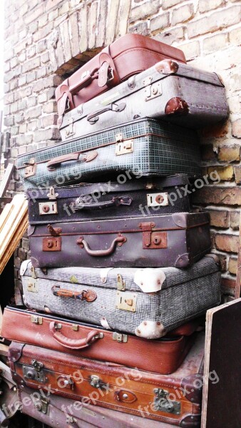 Luggage Travel Old Suitcase Vintage Suitcase Stack