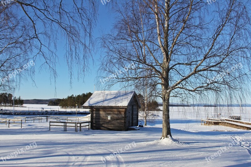 Frozen Lake Siljan Lake Lake Frozen Snow