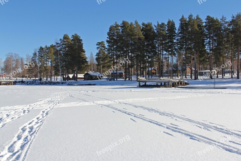 Frozen Lake Siljan Lake Lake Frozen Snow