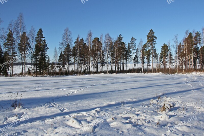 Frozen Lake Siljan Lake Lake Frozen Snow