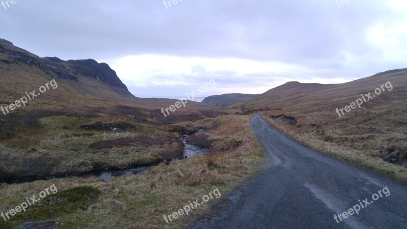 Mountains Scotland Clouds Road Nature