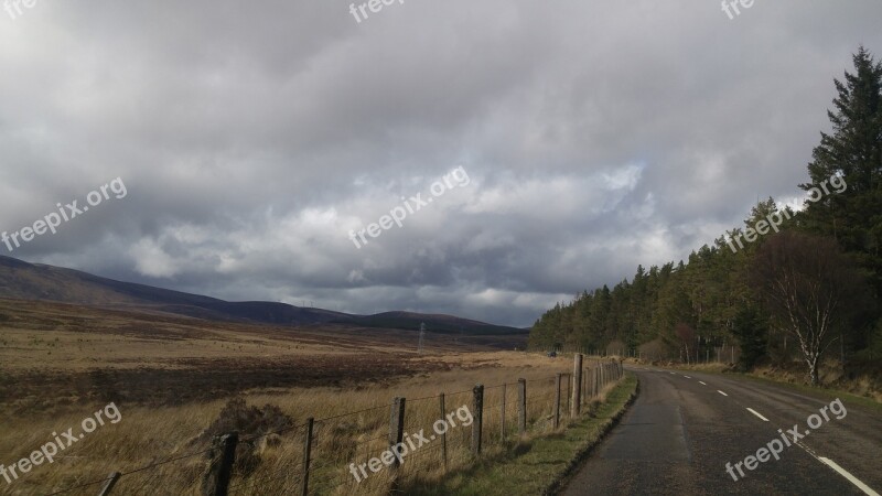 Mountains Scotland Clouds Road Nature