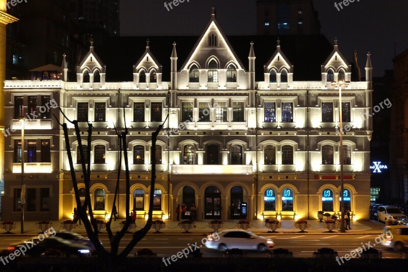 Shanghai Night View Building Free Photos