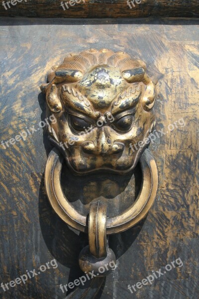 Lion Door Knocker Architecture China Free Photos