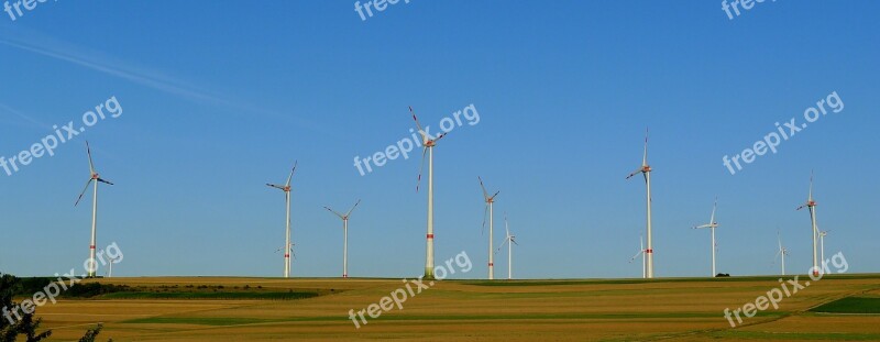 Wind Turbine Field Windmill Blades Propeller Renewable Wind Turbines