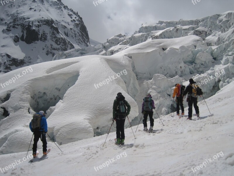 Valle Blanche Chamonix Crevasse Alps Ski Tour