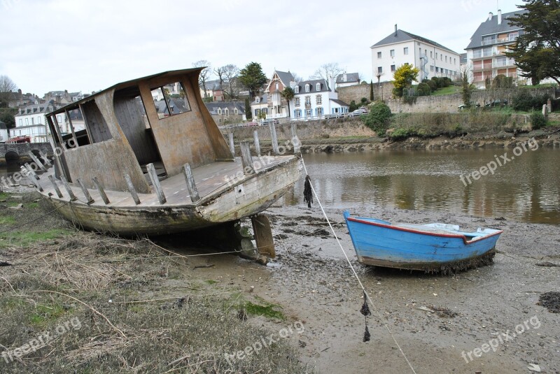 Boat Port Brittany Ruin Abandonment