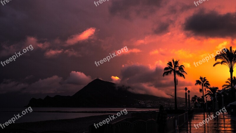 Spain Beach Sea Ocean Sunset