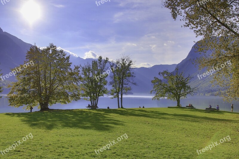 Lake Slovenia Beautiful Nature Triglav National Park Bohinj