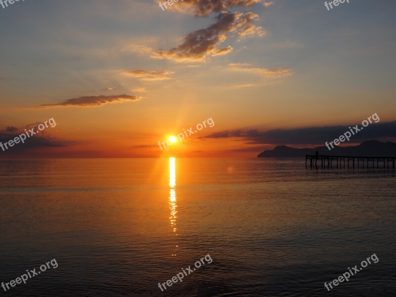 Sunrise Mallorca Playa De Muro Sea Sky