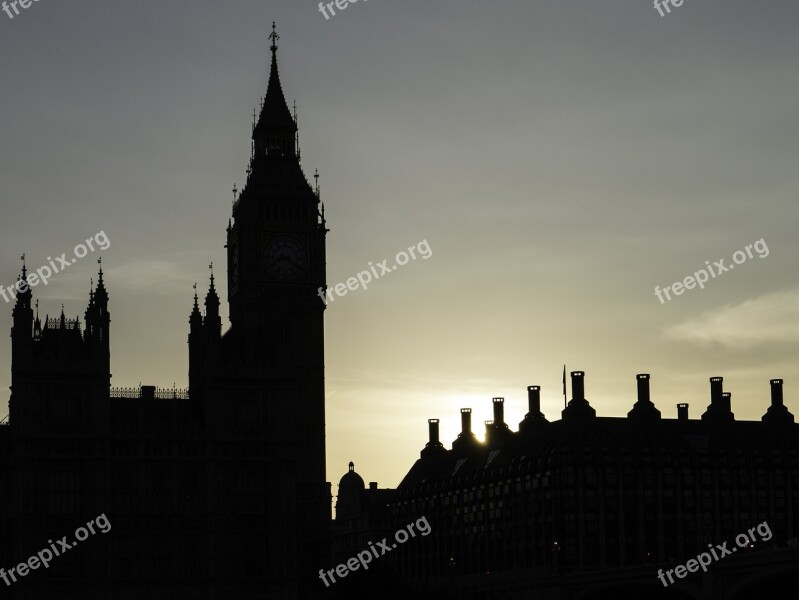 Big Ben London Backlighting Chimneys Free Photos