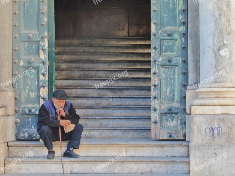 Men Local Church Stairs Palermo