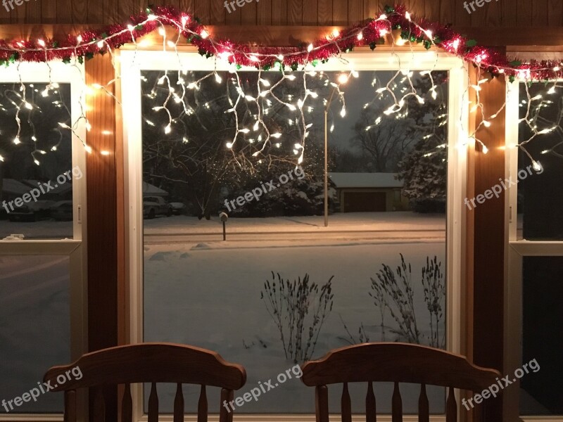 Christmas Snow Chairs Window Lights