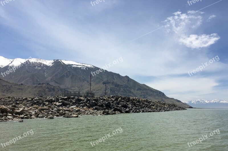 Great Salt Lake Mountain Lake Utah Nature