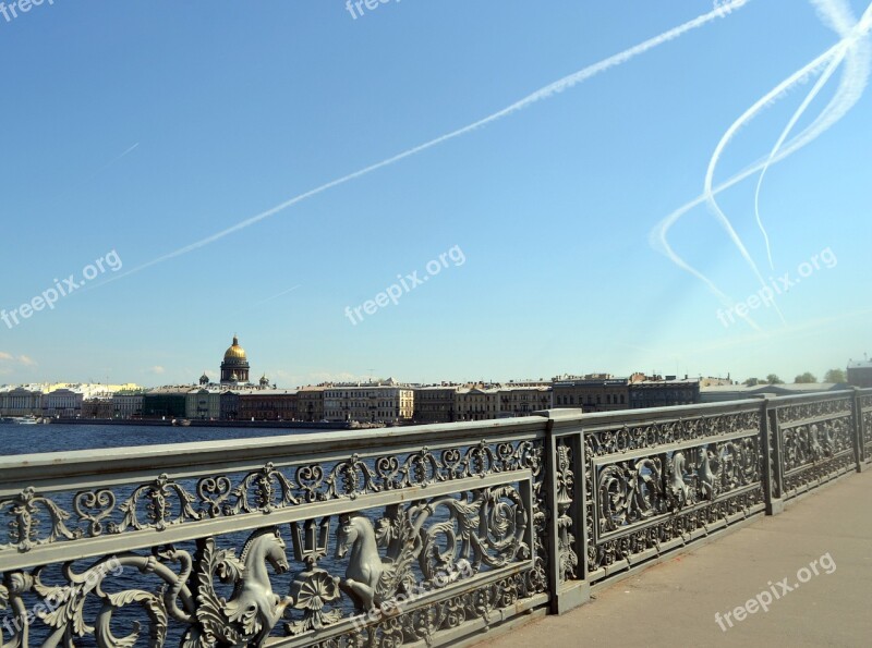 The Lieutenant Schmidt Bridge Bridge St Petersburg Russia River Spb